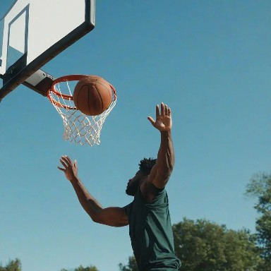 Synthetic training example: a normal activity, a person dunking a basketball.