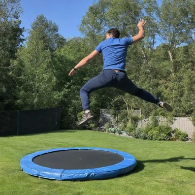 Hard pair, same person and scene: normal, jumping on a trampoline.